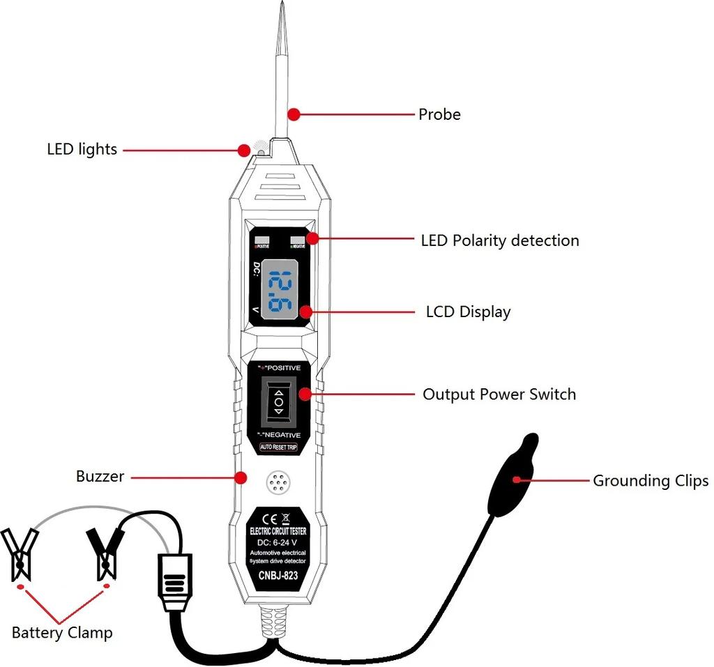 Newest Electric Circuit Tester 3.5-36V DC Car Electrical System Tester Power Probe LED Digital Display Repair Diagnostic Tool