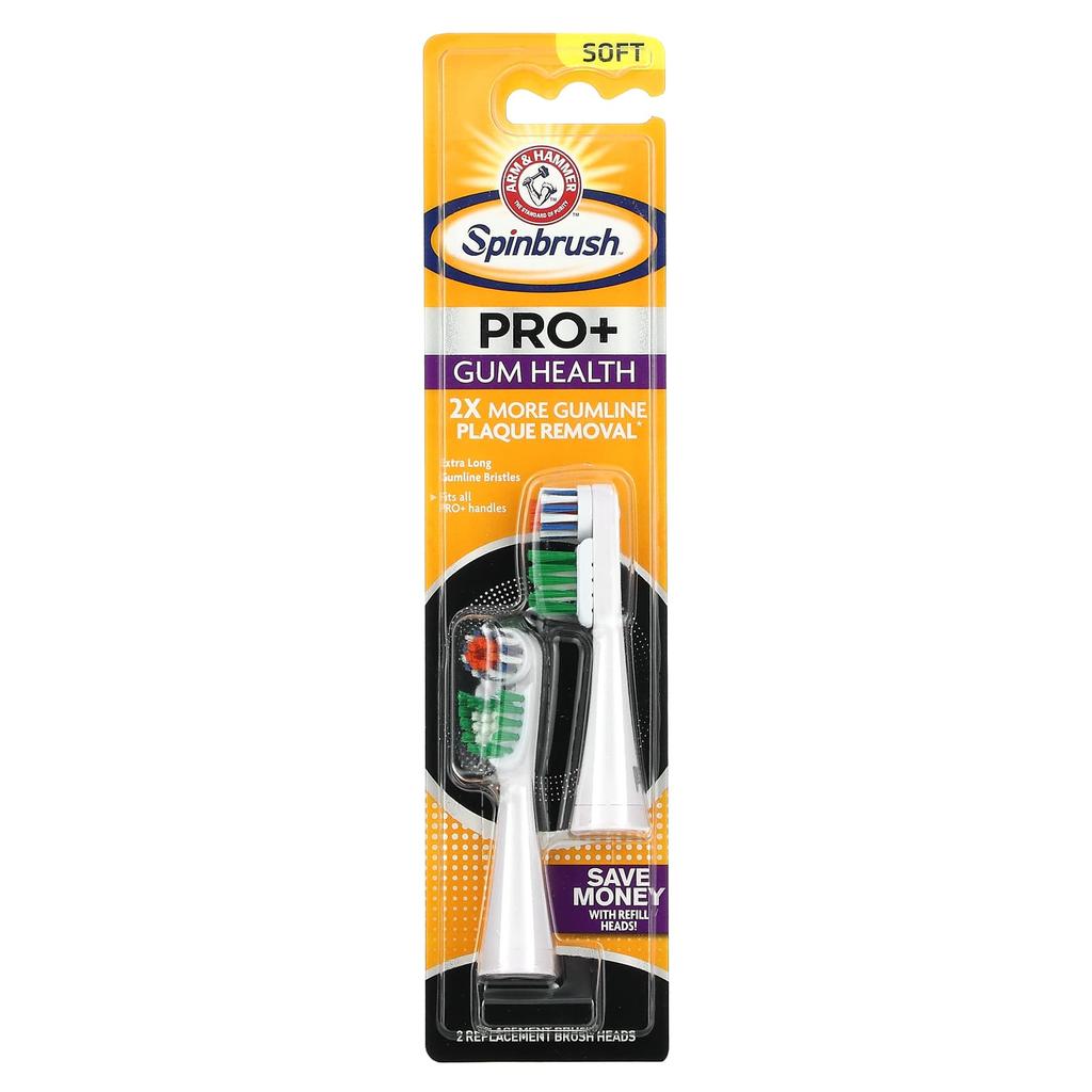 Arm & Hammer, Pro+ Gum Health, Soft, 2 Brush Heads