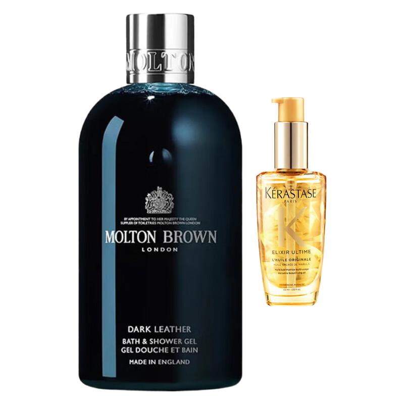 

Kérastase Elixir Ultime Hair Oil & Molton Brown Dark Leather Shower Gel Set