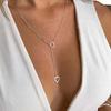 Fashion Double Love Heart Necklaces for Women Simple Sliver Color Personality Long Tassel Necklace Party Jewellery Gifts