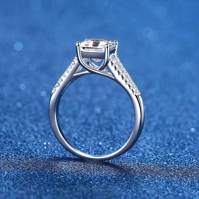 925 Sterling Silver Ring 2ct Moissanite Diamonds With Certificate Fine Jewelry Wedding Engagement Rings For Women Girls