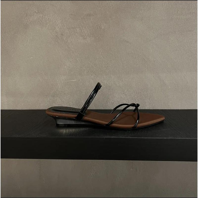 2025 Summer New Fashion Versatile Pointed High Heels Internet Celebrity Niche Design Wedge Heel with Two Sandals