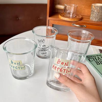 Transparente Glastasse Koreanisch Ins Weitmaul Milchkaffeetasse Getränk Saft Kaltgetränk für Küche Frühstück Haferflockenglas Espressotassen