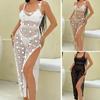 Women's Sequin Long Vacation Dress: Sexy Hollow-Out, Sun Protection Beach Cover-Up