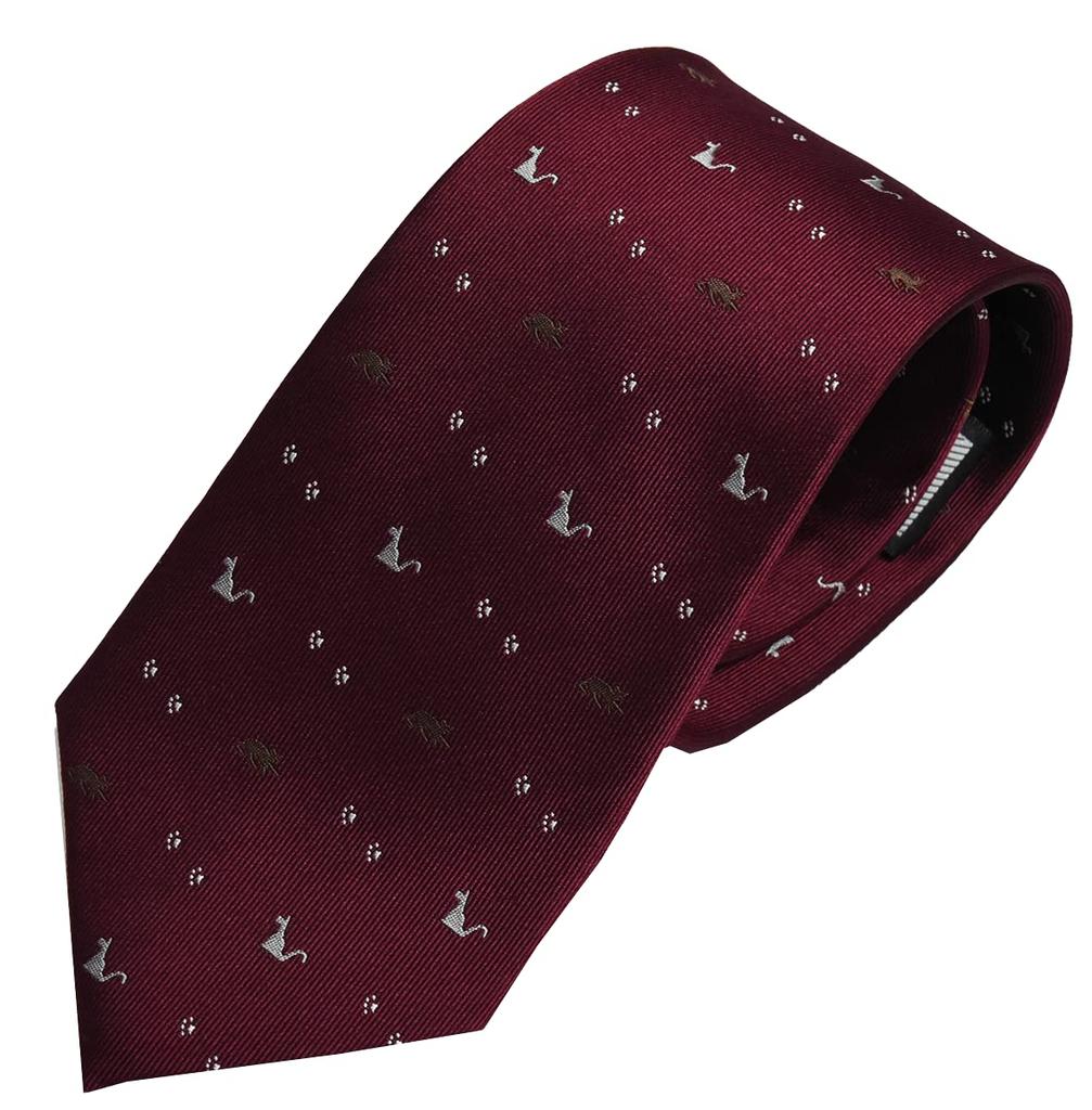 [0-STYLE.cravat] Necktie and Tie Clip Set with Gift Box - Silk Necktie, Animal Design (Cat) - Perfect Gift for Job Promotion, Birthday, Christmas,
