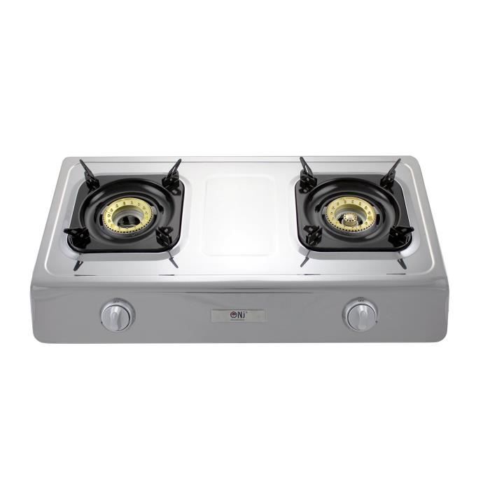 Cuisinière à gaz nj ngb-200 en acier inoxydable 70cm avec 2 brûleurs et brûleur wok gpl