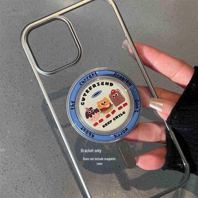 Korean-Style Cartoon Magsafe Magnetic Phone Holder with Retractable Airbag for Selfies