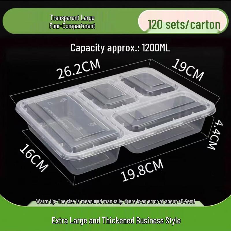 Horned Pansy 1200ml 4-Compartment Disposable Meal Prep Containers