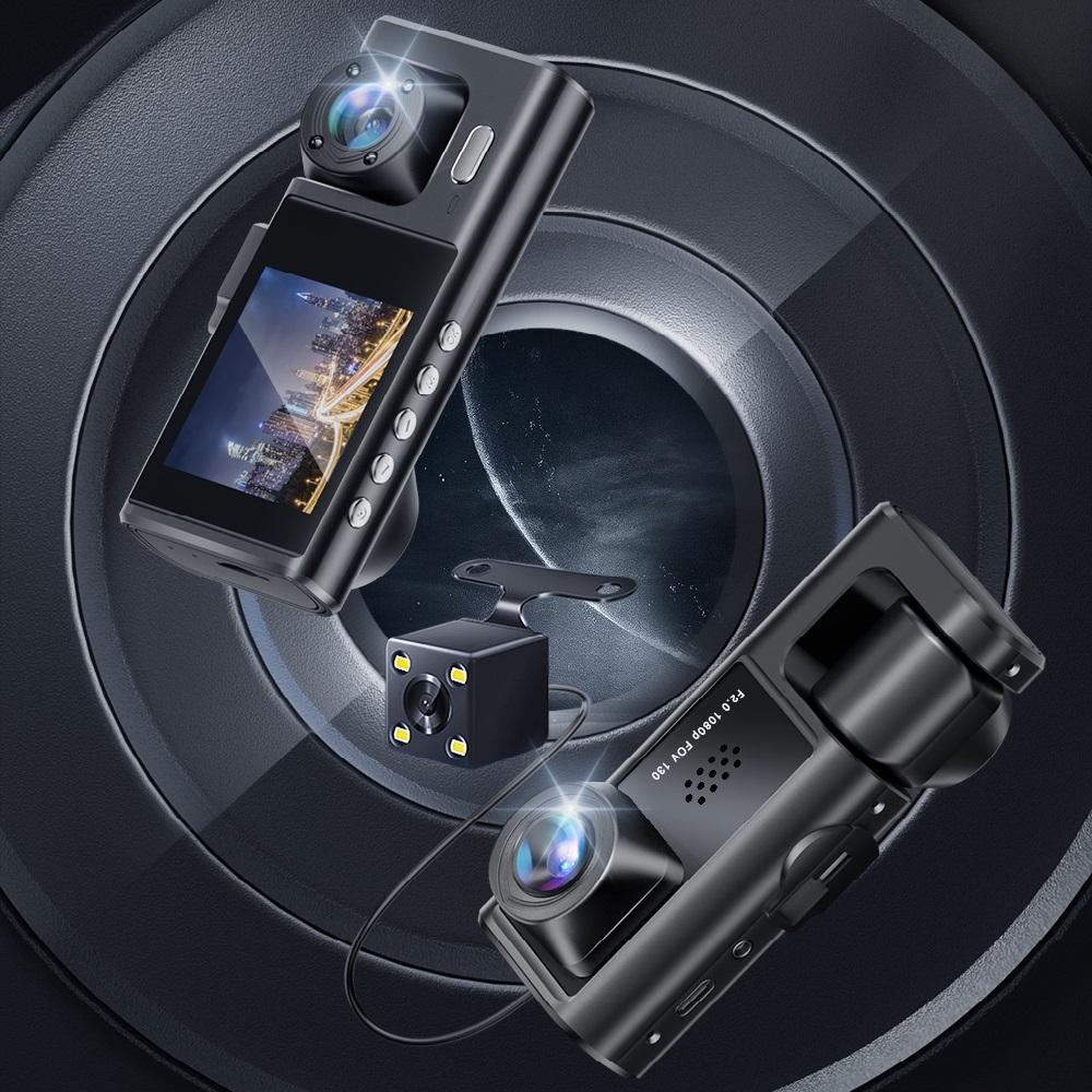Car Dash Camera, 2-inch IPS Screen, 2/3 Lenses, Infrared Night Vision DVR Recorder, In-car DVR