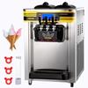 Commercial Ice Cream Maker, 22-30L/H Yield, Countertop Soft Serve Machine with 2x6L Hopper 2L Cylinder LCD Panel Puffing Shortage Alarm