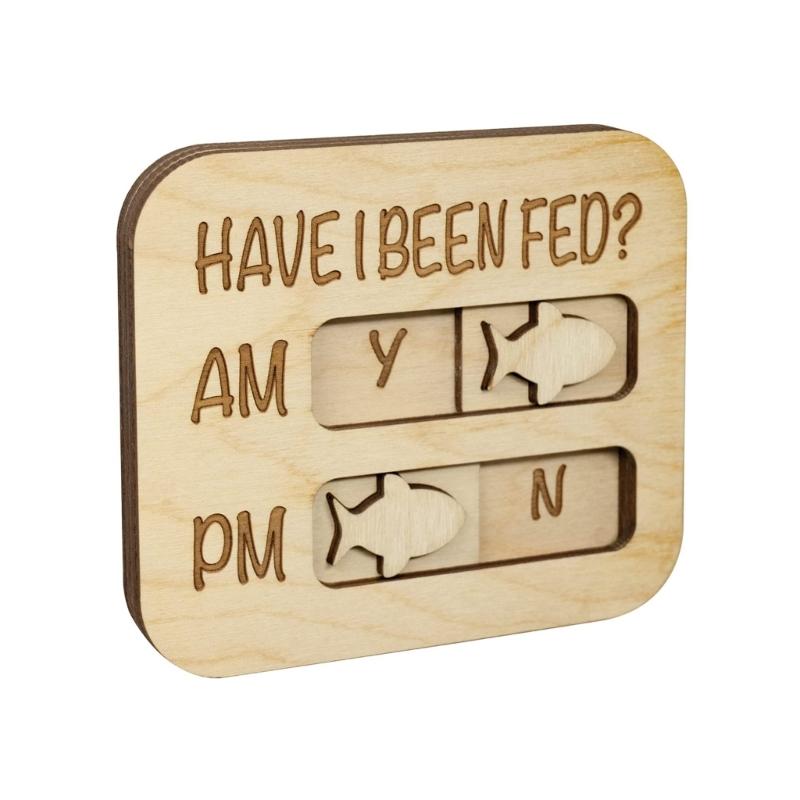 

Wooden Dog and Cats Feeding Reminder Elegant Bone Shaped Designs Fed Sign with Pet Trackers for Fridge