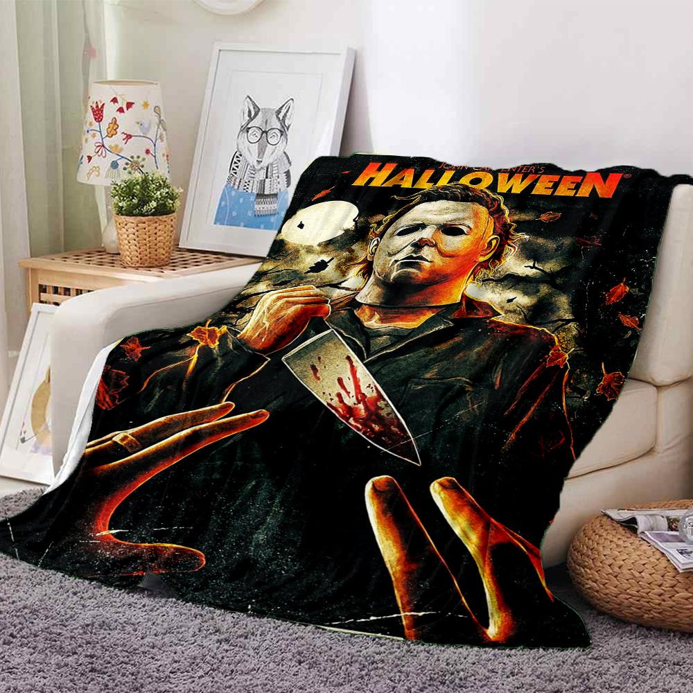 Halloween Horror Movie Poster Flannel Blanket Super Soft Warm Cozy Blanket For Sofa Bed Office Travel Allseason Home Decor Gift