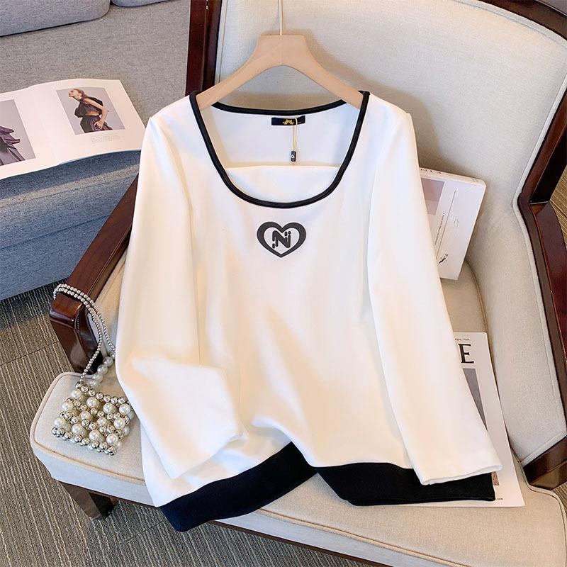 Big Size Women's Blouse Spring and Autumn One Neck Long-sleeved Sweater Loose Fashion Tops