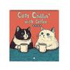 1/2Pcs 2025 Wall Calendar Cats Chillin' with Coffee Wall Calendar 12 Monthly Coffee Cats Calendar Family Office Organizer for Cat Lover Gift
