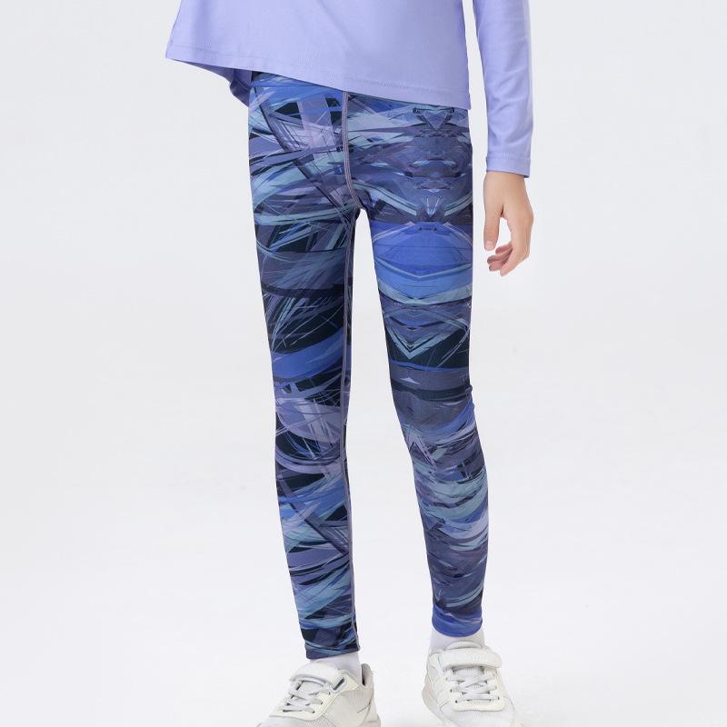 Completo Fitness da Bambina con Pullover a Maniche Lunghe Asciugatura Rapida e Leggings Squalo