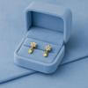 Florale Funkelnde Blüte Tropfen Ohrstecker - 925 Sterling Silber Gelb Vergoldet
