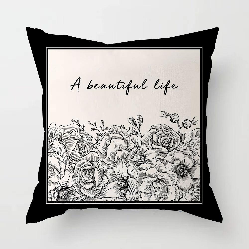 American Retro Light Luxury Pillow Black and White Sofa Living Room Pillow Cushion Dormitory Bedroom Bedside Pillow Removable and Washable
