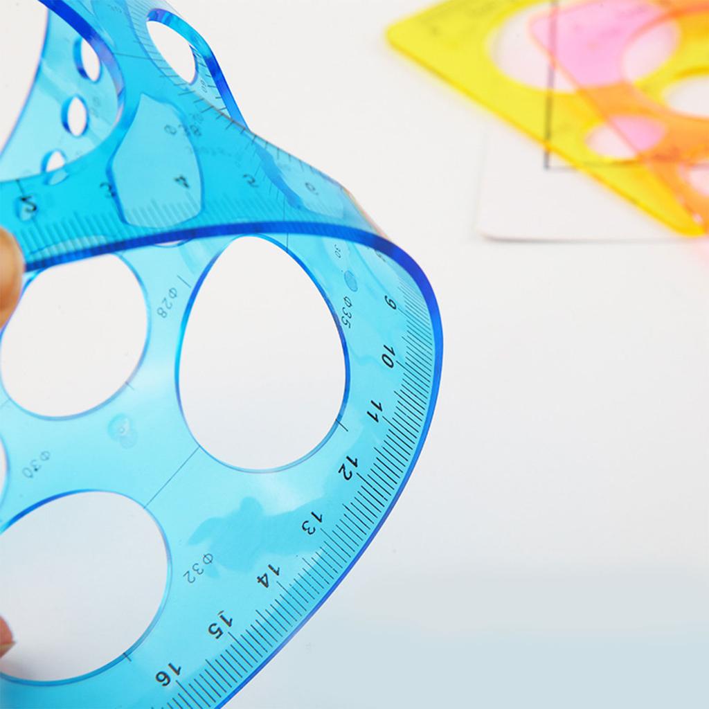 10 Pcs Multifunctional Ruler Quilling Tool Circle Template Measuring Geometric Ruler Shape Stencil Round Hole Ruler Tool
