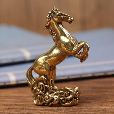 Chinese Style Copper Horse Sculpture Realistic Traditional Zodiac Horse Figurines Good Luck Unique Horse Year Miniature Ornament