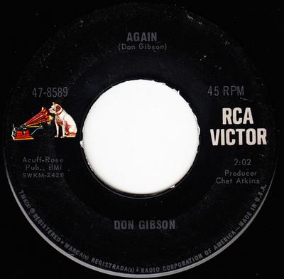 7inch Record DON GIBSON - Again / You're Going Away 478589 RCA VICTOR 1965 US Country/Folk Used