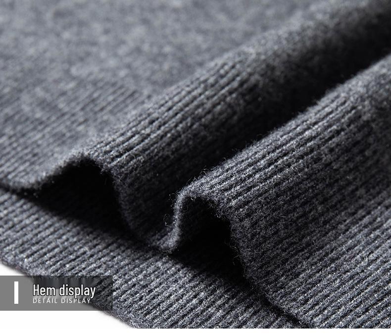 Men's 100% Pure Wool Half-Zip Thickened Sweater, High-End Solid Color Knitwear for Autumn/Winter