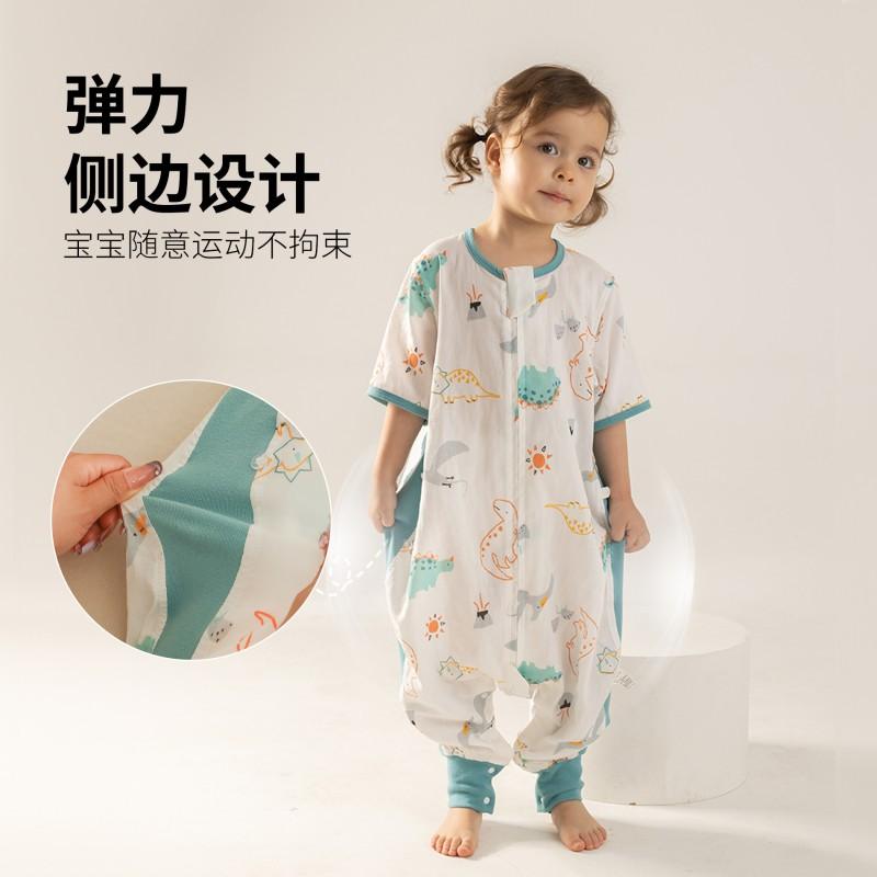 Baby Sleep Sack Bamboo Cotton Short Sleeve Footie Pajamas Toddlers 0-3 Years A-Grade Safe Lightweight Sleeping Bag