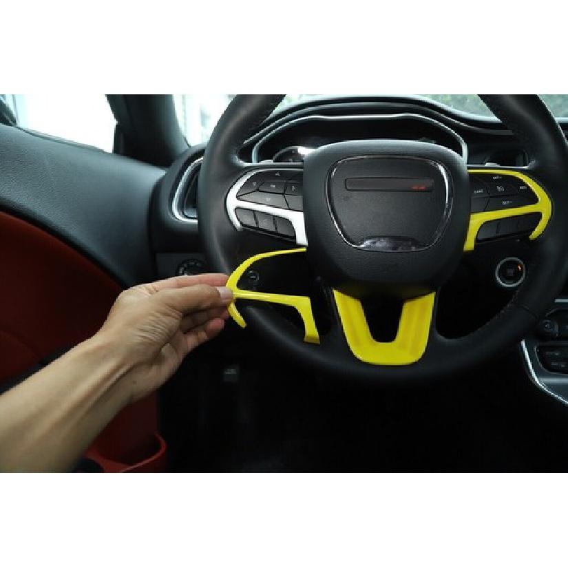 3pcs Interior Steering Wheel Frame Trim Cover for Dodge Challenger/Charger 2015+