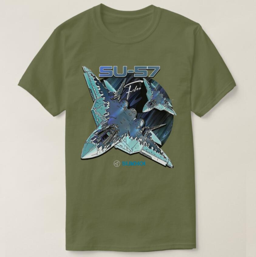 Sukhoi Su57 Stealth Multirole Fighter Aircraft TShirt Short Sleeve Casaul 100 Cotton T Shirt