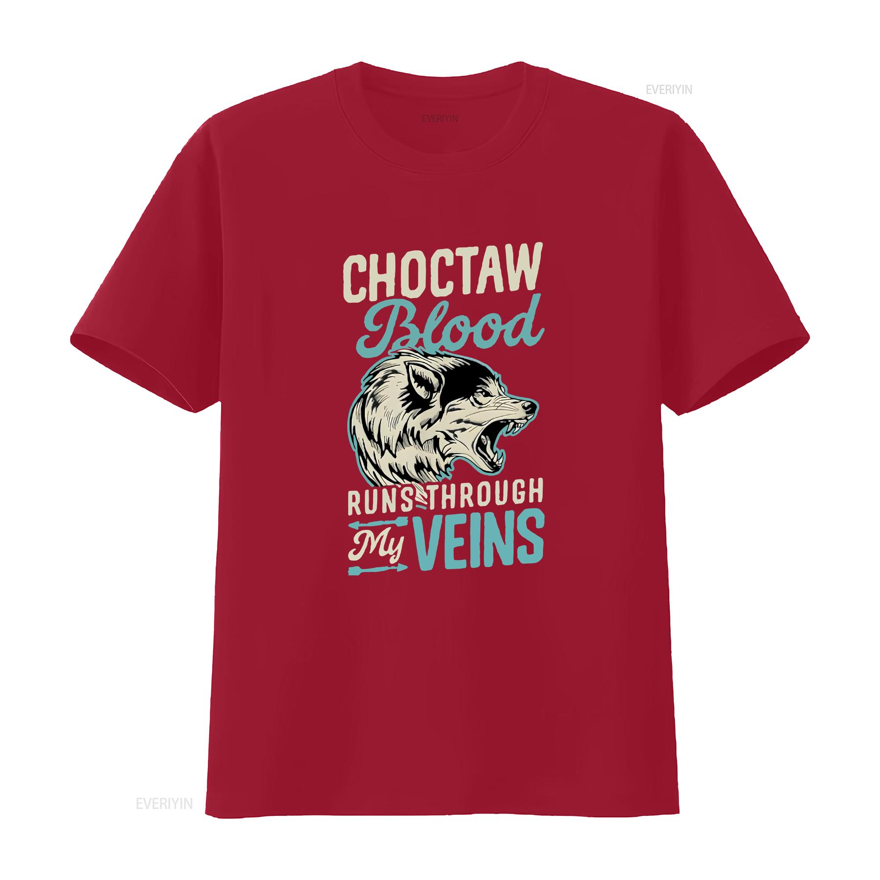 Choctaw Blood Runs Through My Veins Indigenous Native Pride T Shirt vintage Washed homme Unisex Slightly designer clothes S