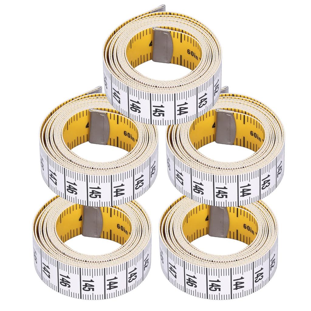 Measuring Tape Soft Flexible Clear Graduations Yellow White Double Sided Inch Tape Measure