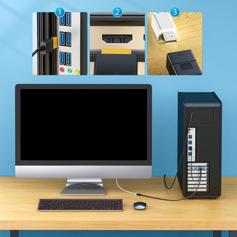 HDTV Male To Mini DP Female Video Cable 4K 60Hz Resolution Support Connection Cord For Monitors And Projectors