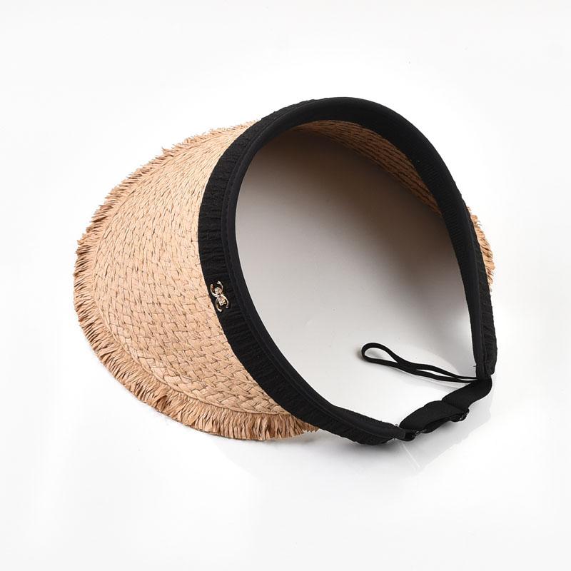 Summer Empty Top Straw Hat For Women Portable Foldable Wide Brim Sun Hat Outdoor Travel Beach UV Protection Caps
