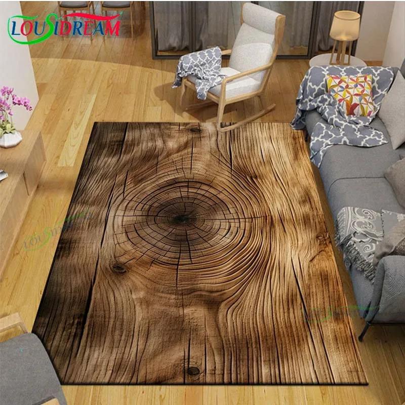 Classical Wood Grain Decor Carpet for Outdoor Balcony Garden Coffee Table Bedroom Area Rugs Kitchen Un-slip Floor Mat Alfombra