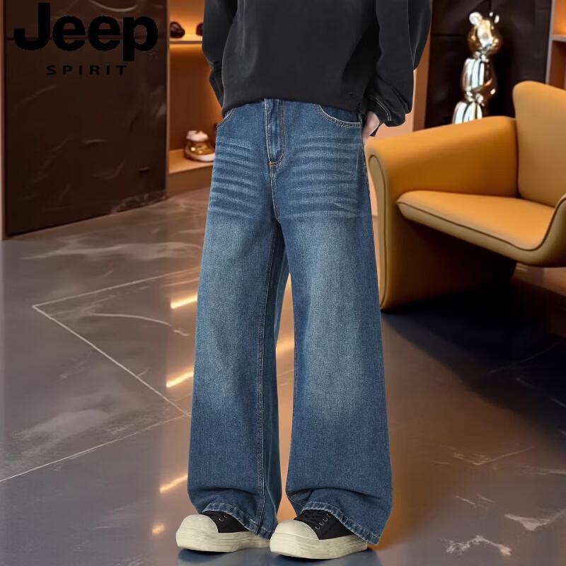 JEEP SPIRIT Men s Washed Wide Leg Casual Jeans 3XL