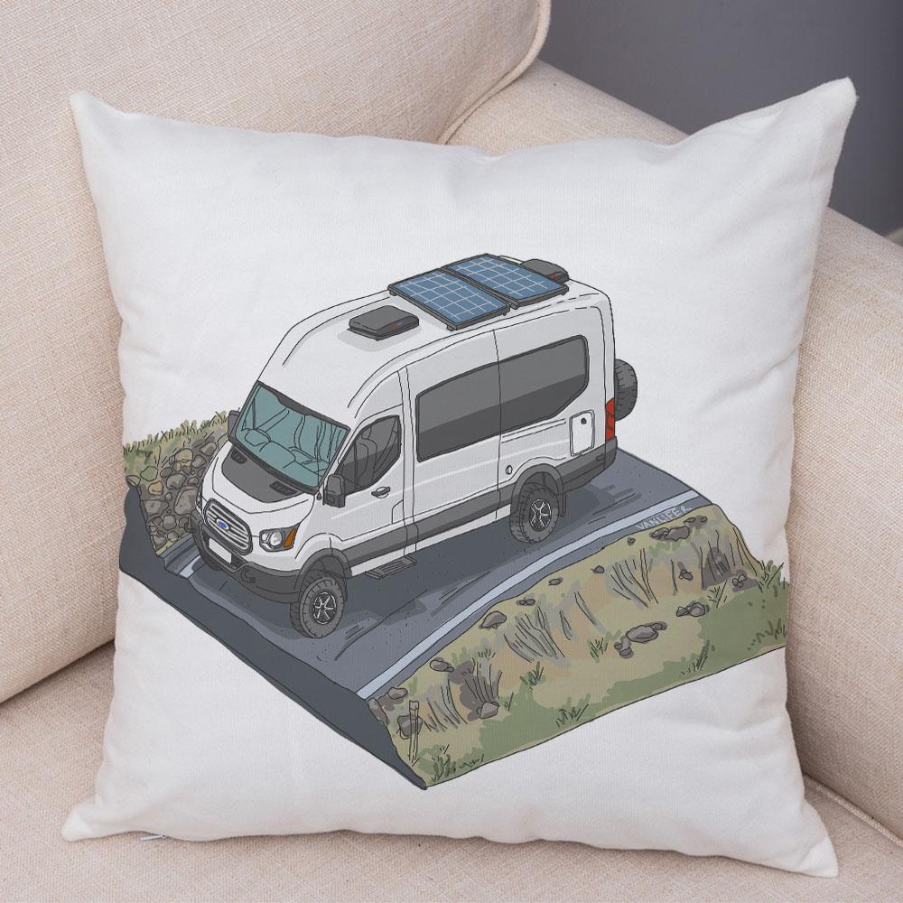 Față de pernă de camping cu desene animate Decorație de călătorie Husă de pernă pentru mașină Față de pernă potrivită pentru canapea acasă camera copiilor