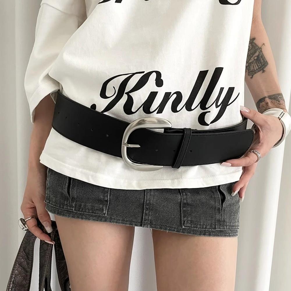 Retro Adjustable Wide Belt Leather White Waist Cincher Waist Belt Women