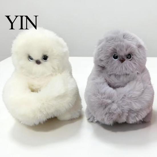 Soft And Comfortable Doll Owl Plush Interactive Toy, Stuffed Animal Bag with Sound, Round Shape Cute Emotional Comfort Plushie for Girls, Kawaii Desk