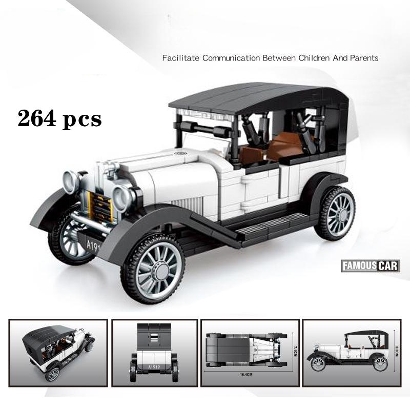 Miejski mechaniczny klasyczny samochód MOC Model cegły High-Tech klasyczny kabriolet pojazd wyścigowy klocki dla dzieci