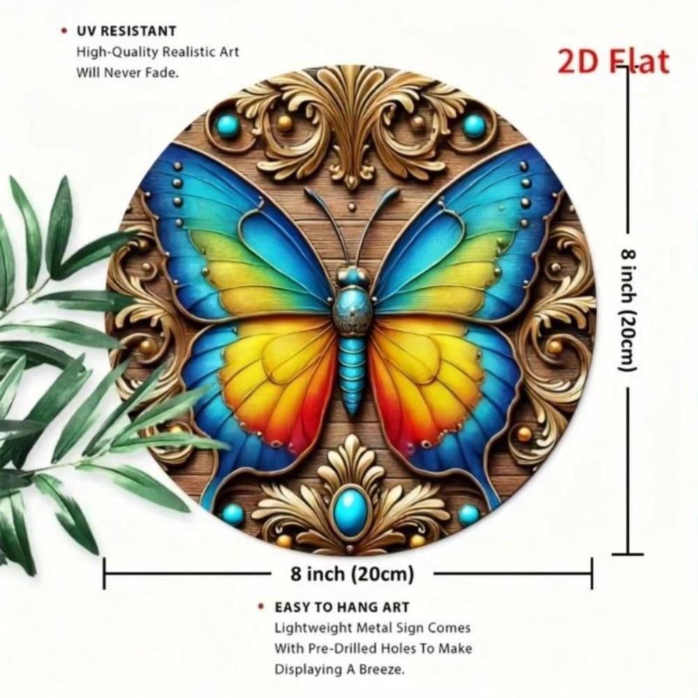 Metal Tin Sign Vintage Butterfly Wall Art Home Bar Decor