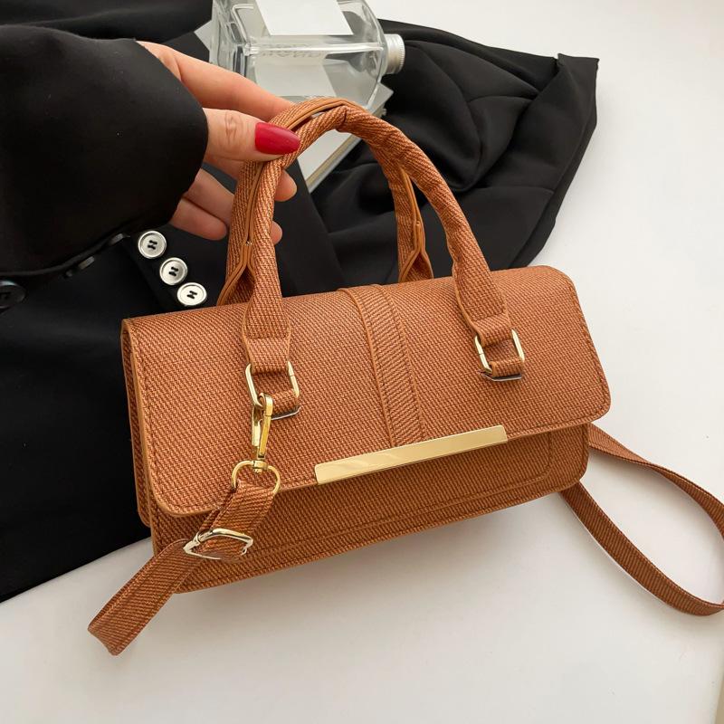 Simple Foreign-style Texture Bag, Messenger Bag, Women's 2025 Spring New High-end Solid-color Shoulder Portable Small Square Bag