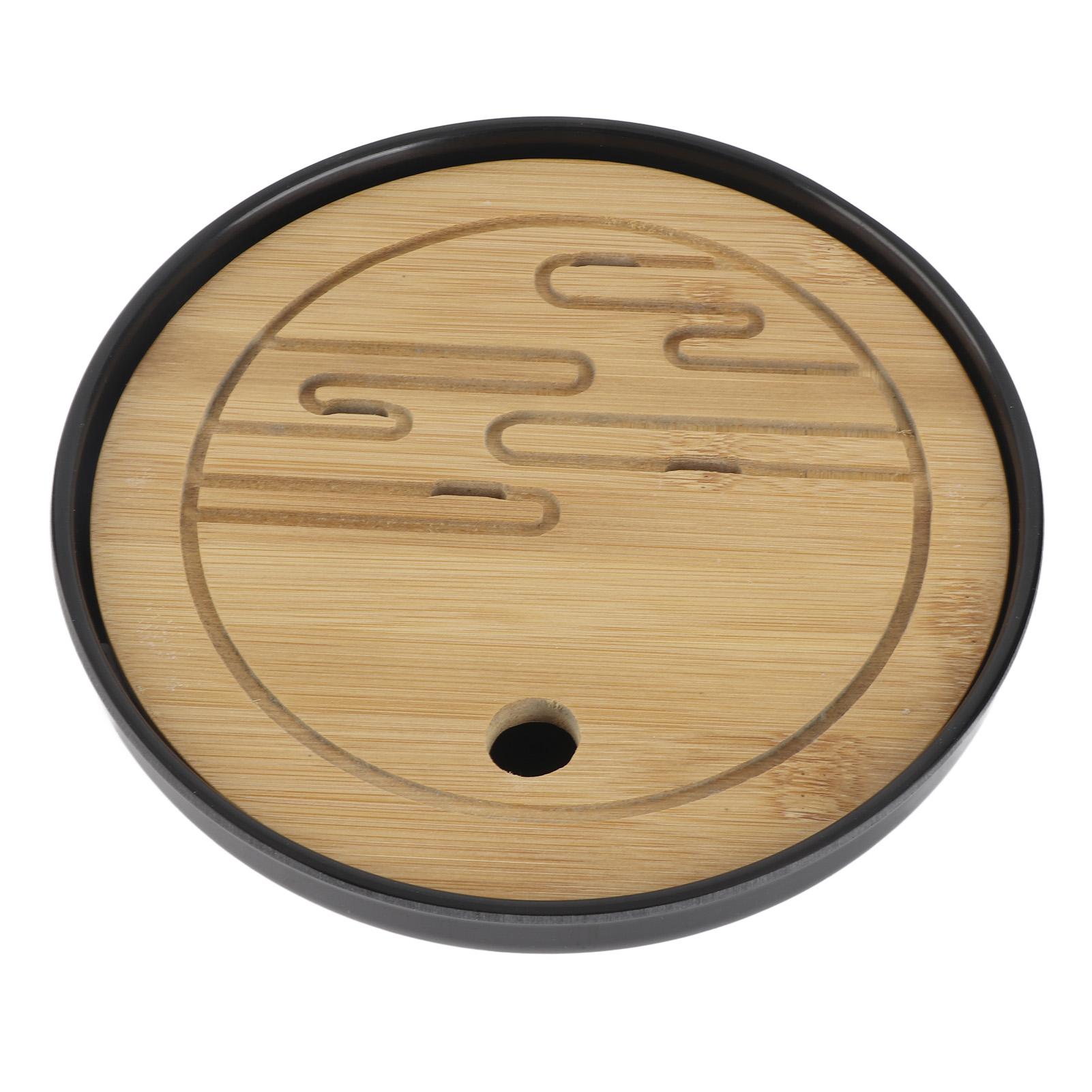 

Bamboo Round Tea Tray Teapot Mat Serving Tray Drainage Water Storage Tea Set Home Supplies10in 20.3cm / 8in