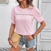 2026 Women's Summer Lace Top: Round Neck, Short Sleeve, Fashionable Hollow Design