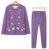 Elderly Women's Fleece-Lined Winter Underwear Set - Warm Pajamas & Cardigan