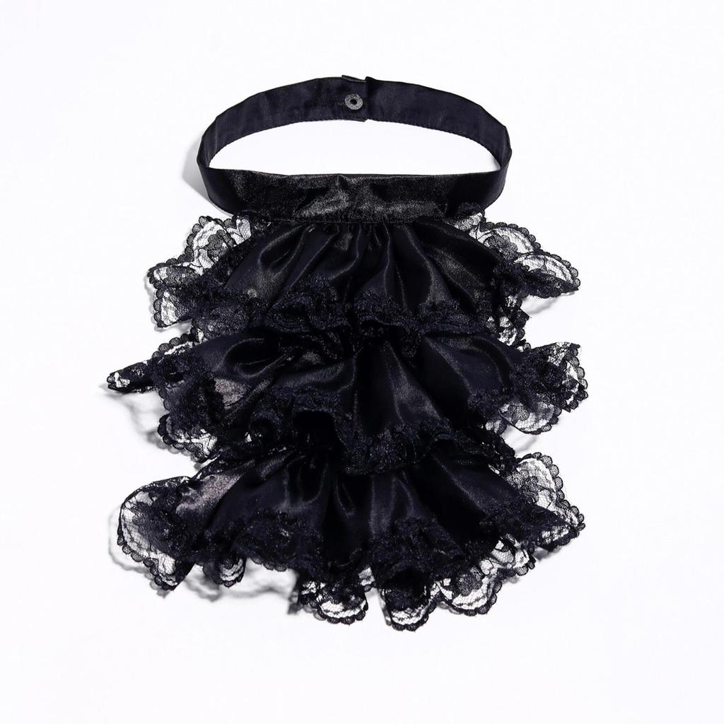 Élégant col de costume victorien en dentelle à volants, col jabot pour fêtes d'Halloween, cosplay, costume de vampire