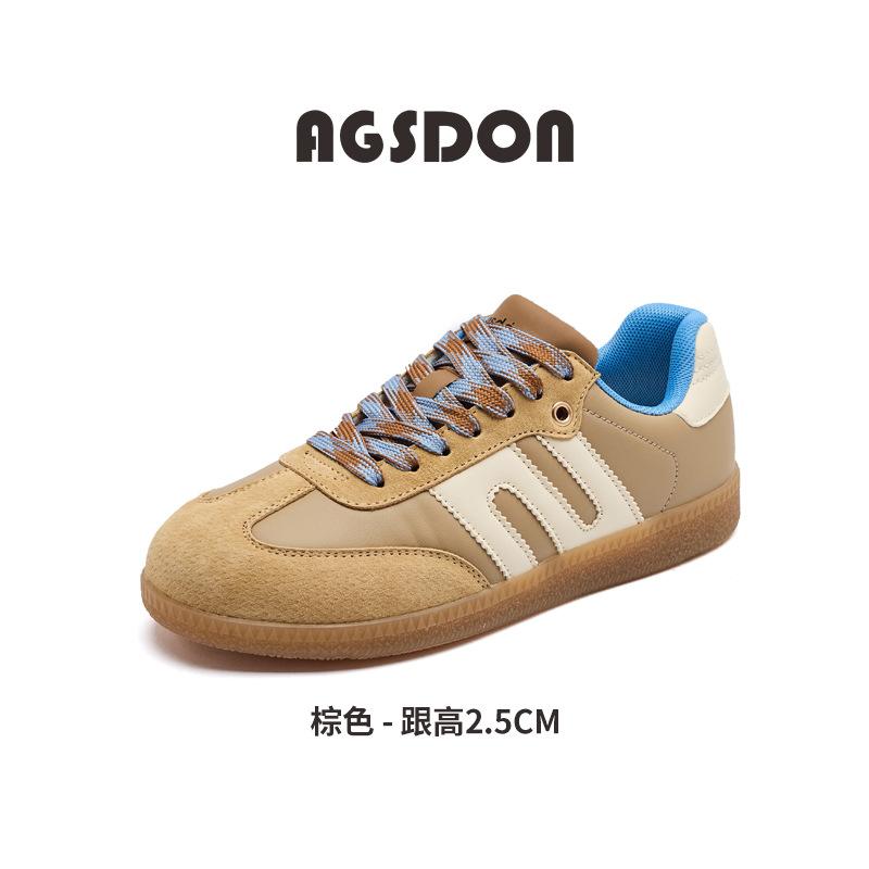 Augustine Brown German Training Shoes Women's 2025 New Autumn and Winter Platform Retro Maillard Board Shoes Flat White Shoes