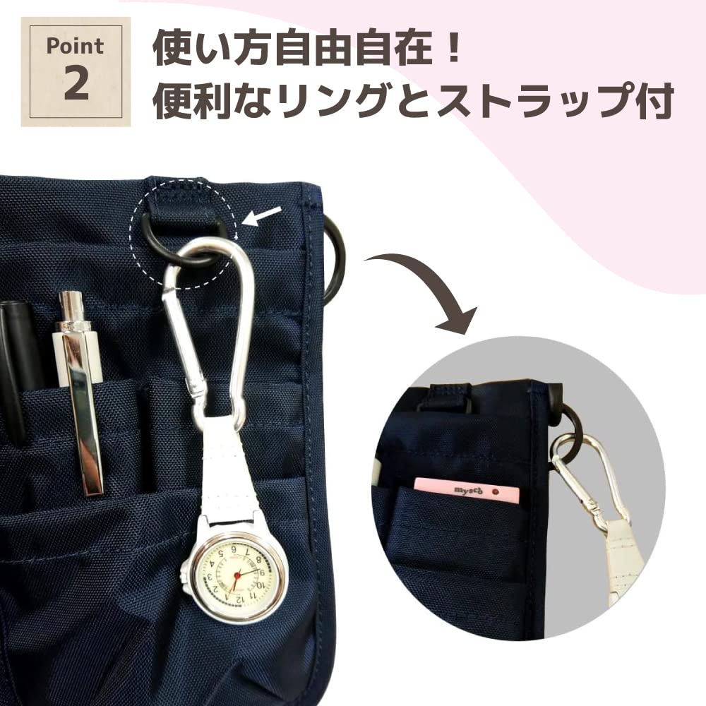 Navy nurse shoulder bag with organizer and pockets for solid Perfect for and hospital Matsuyoshi Medical bag/pouch, 2-way bag/waist storage. Simple,