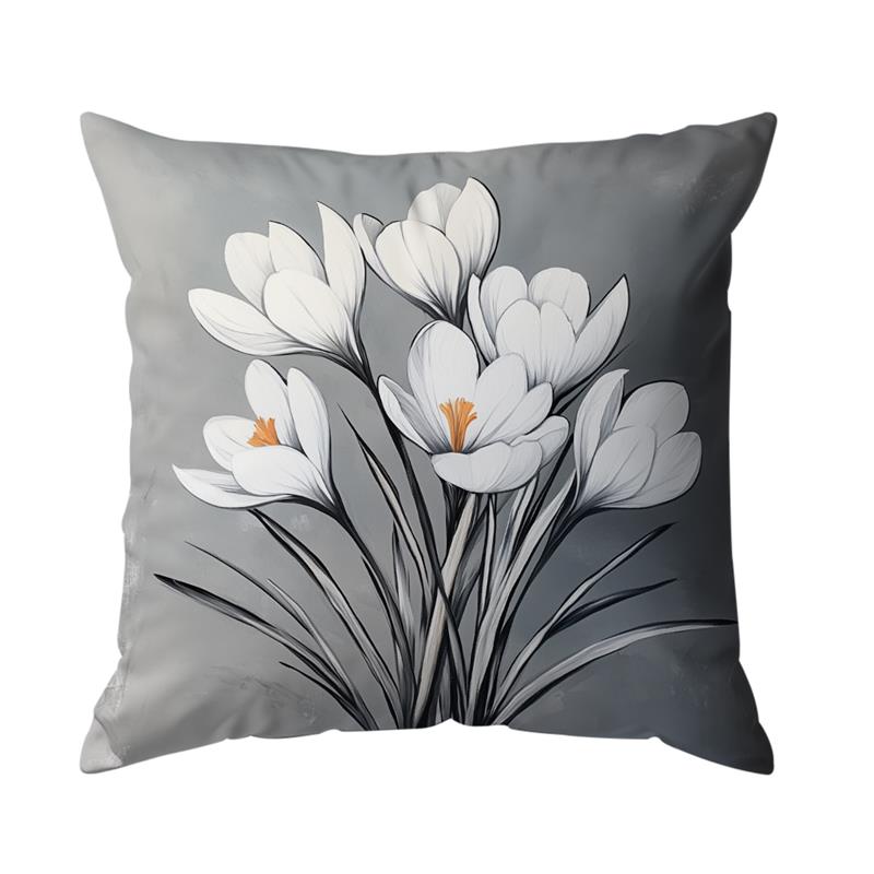 White Flowers Cushions Pillowcase Printed Polyester 45x45cm Throw Pillow Cover Decorative Sofa Cushions Pillowslip Home Decor