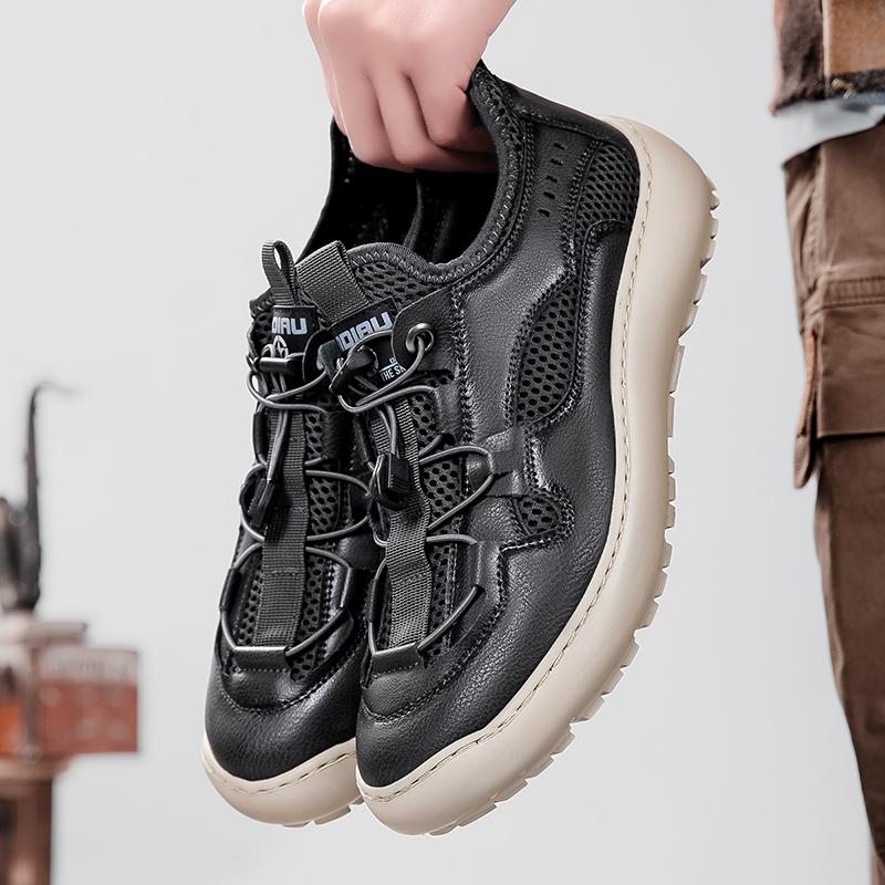 

Fashion Leather Men s Walking Shoes New Non Slip Outdoor Casual Shoes Man Classic New Flats Handmade Male Leisure Comfortable Sneakers 46 серый