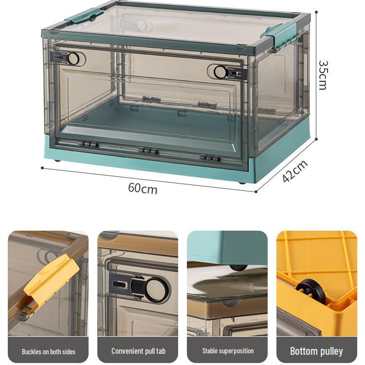 Large Outdoor Portable Transparent Foldable Storage Box for Clothes, Toys, Snacks, Books - Dustproof and Ideal for Home Use.