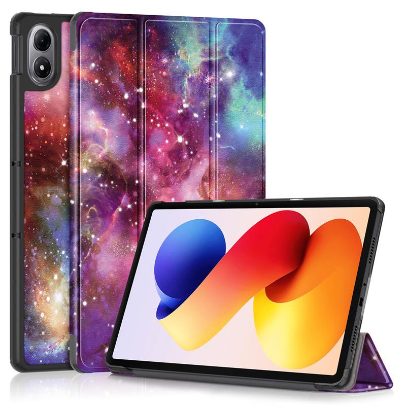 Чехол-обложка для Xiaomi Poco Pad M1 12,1 дюйма 2025, трехскладной, из ПУ-кожи, с подставкой, магнитная оболочка для планшета, Funda для Poco Pad M1, умный чехол For Poco Pad M1 аляска синий